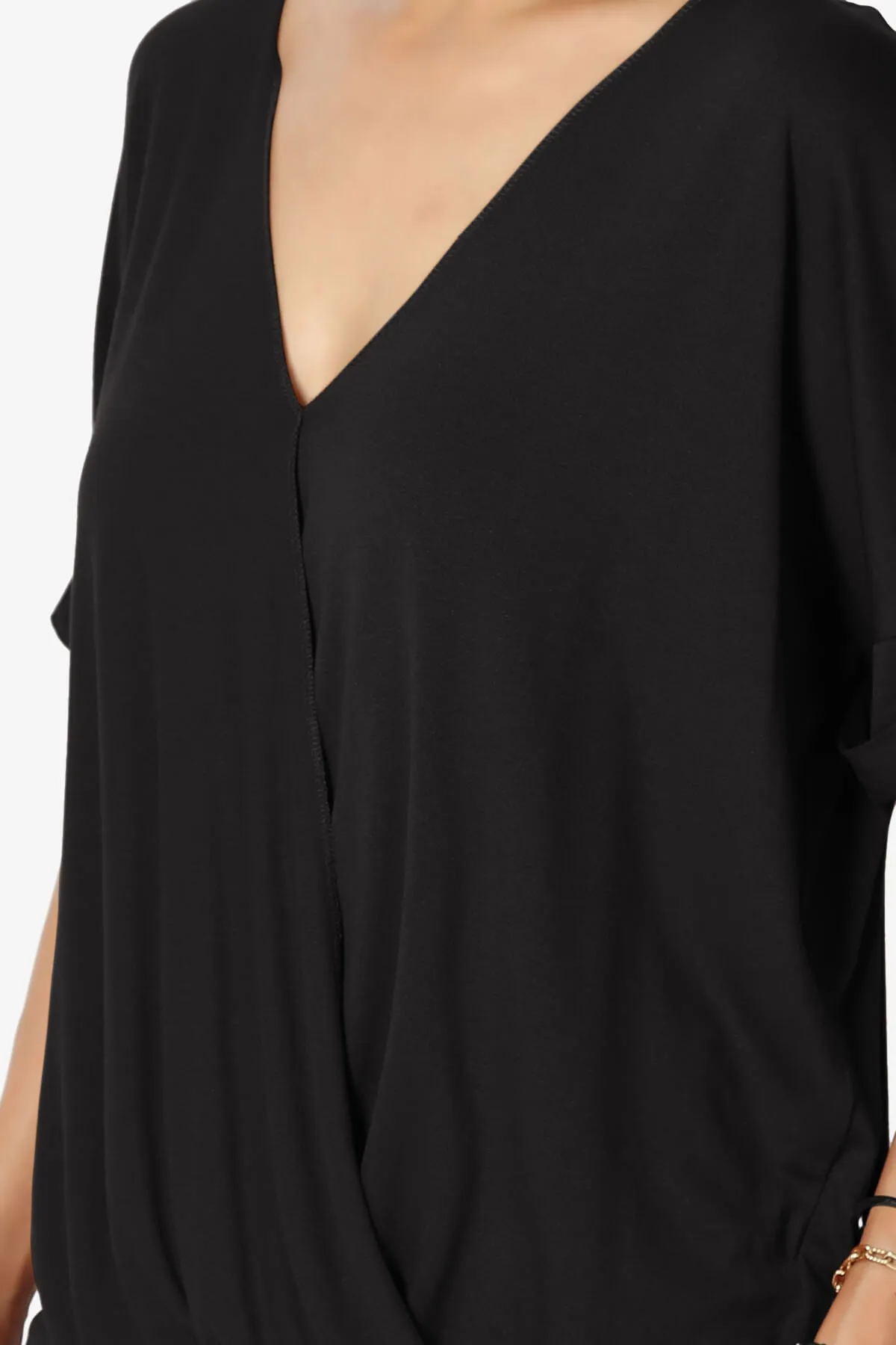 Tackle Wrap Hi-Low Crepe Knit Top PLUS