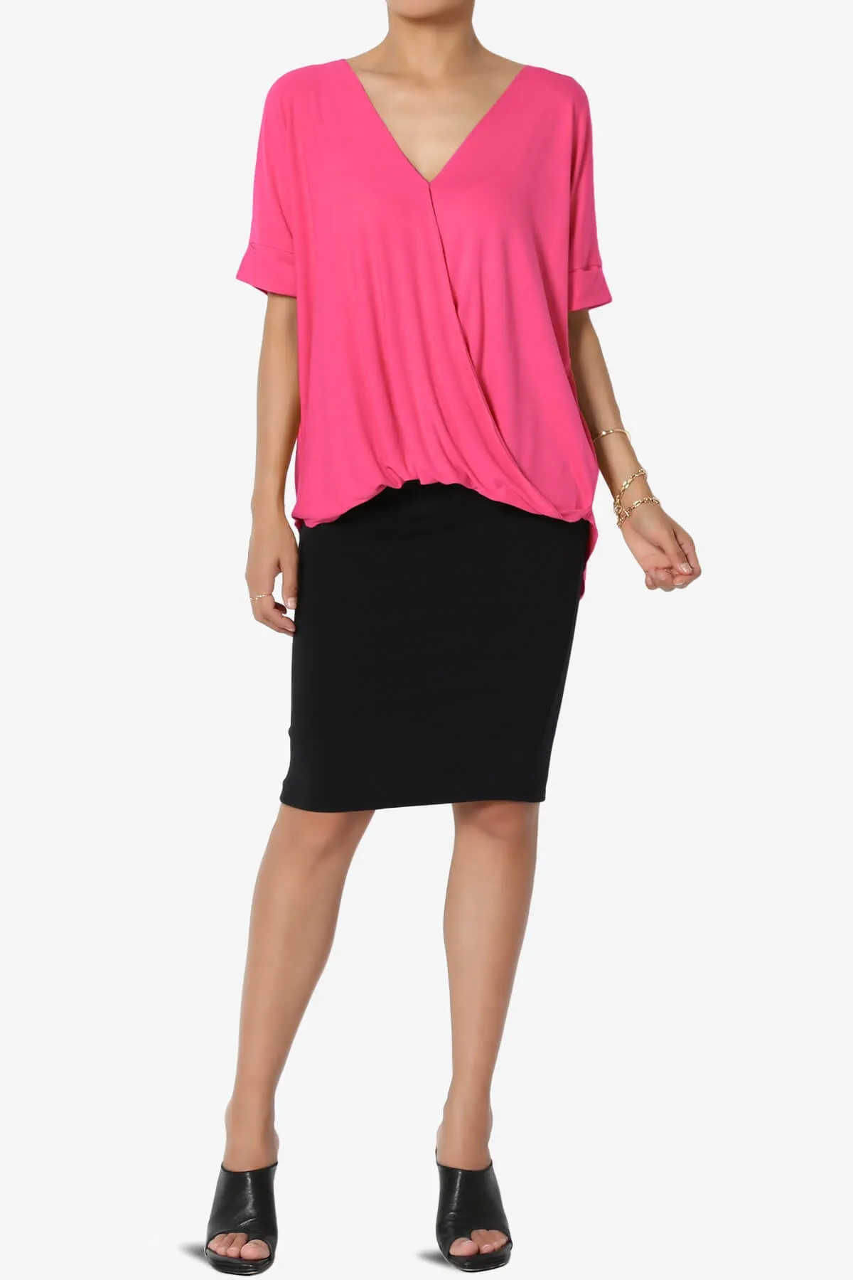 Tackle Wrap Hi-Low Crepe Knit Top PLUS