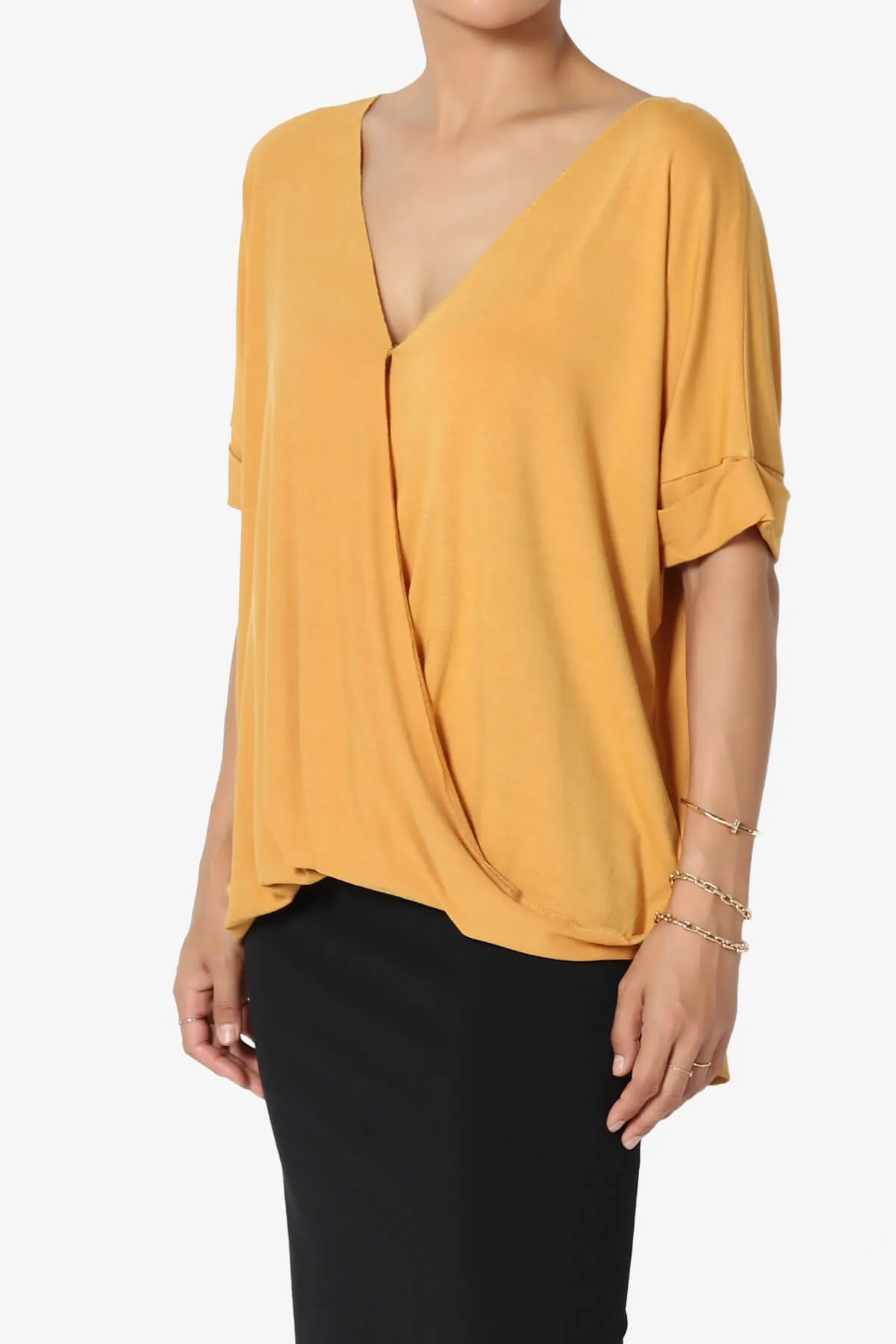 Tackle Wrap Hi-Low Crepe Knit Top PLUS
