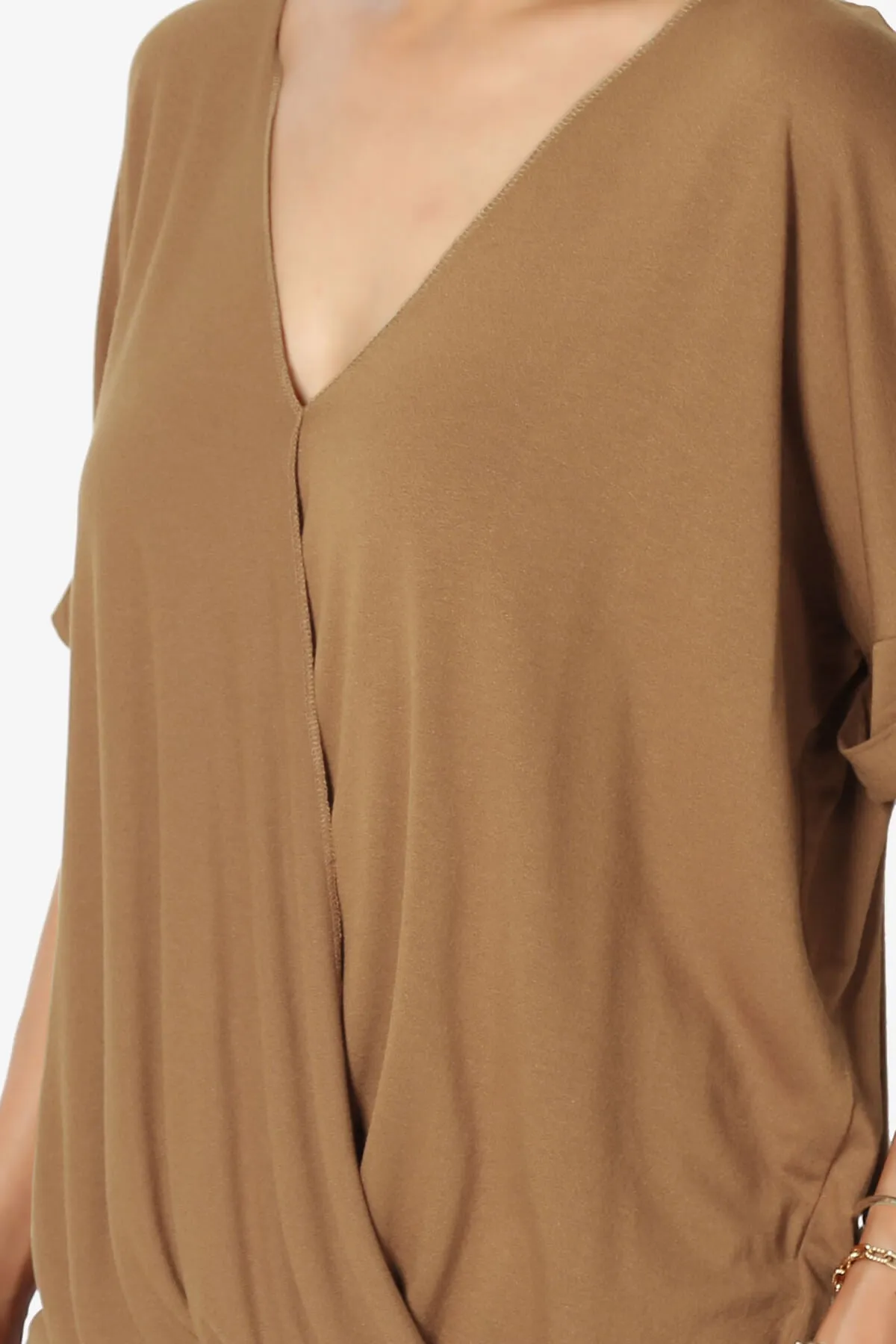 Tackle Wrap Hi-Low Crepe Knit Top PLUS
