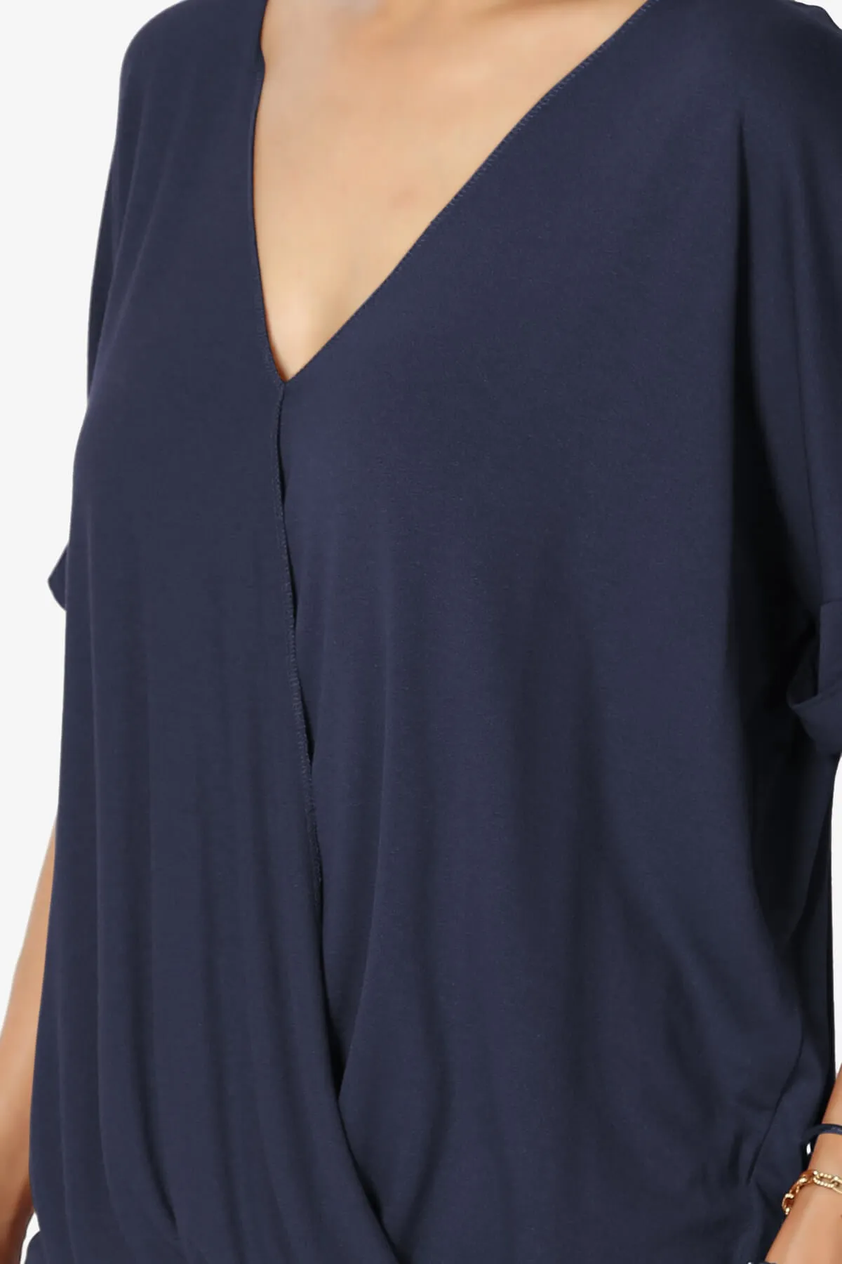 Tackle Wrap Hi-Low Crepe Knit Top PLUS