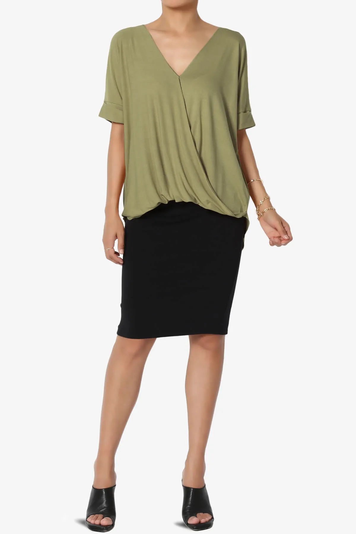 Tackle Wrap Hi-Low Crepe Knit Top PLUS
