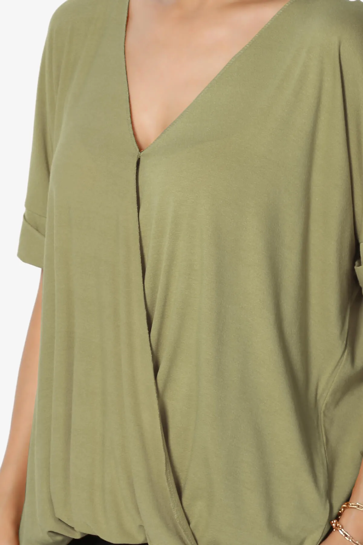 Tackle Wrap Hi-Low Crepe Knit Top PLUS