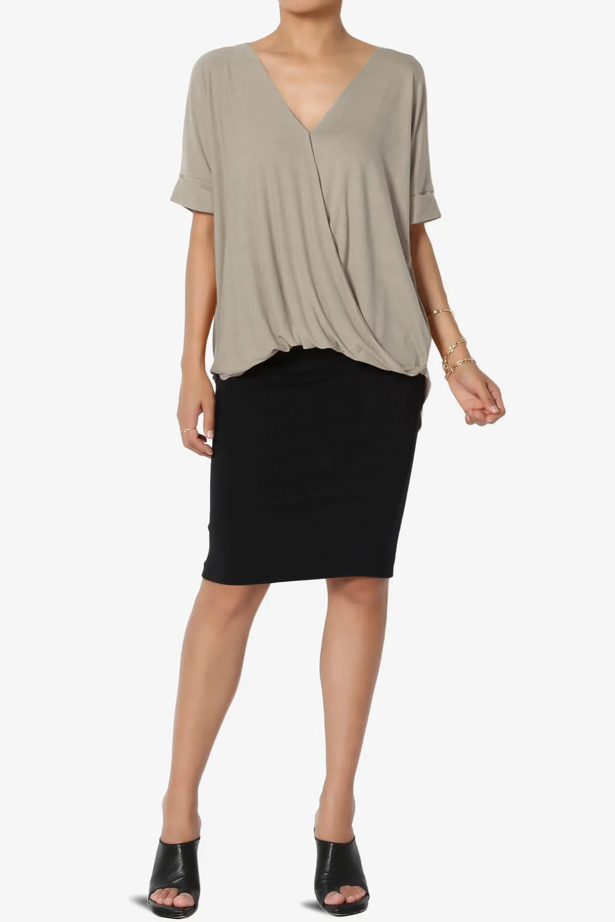 Tackle Wrap Hi-Low Crepe Knit Top PLUS