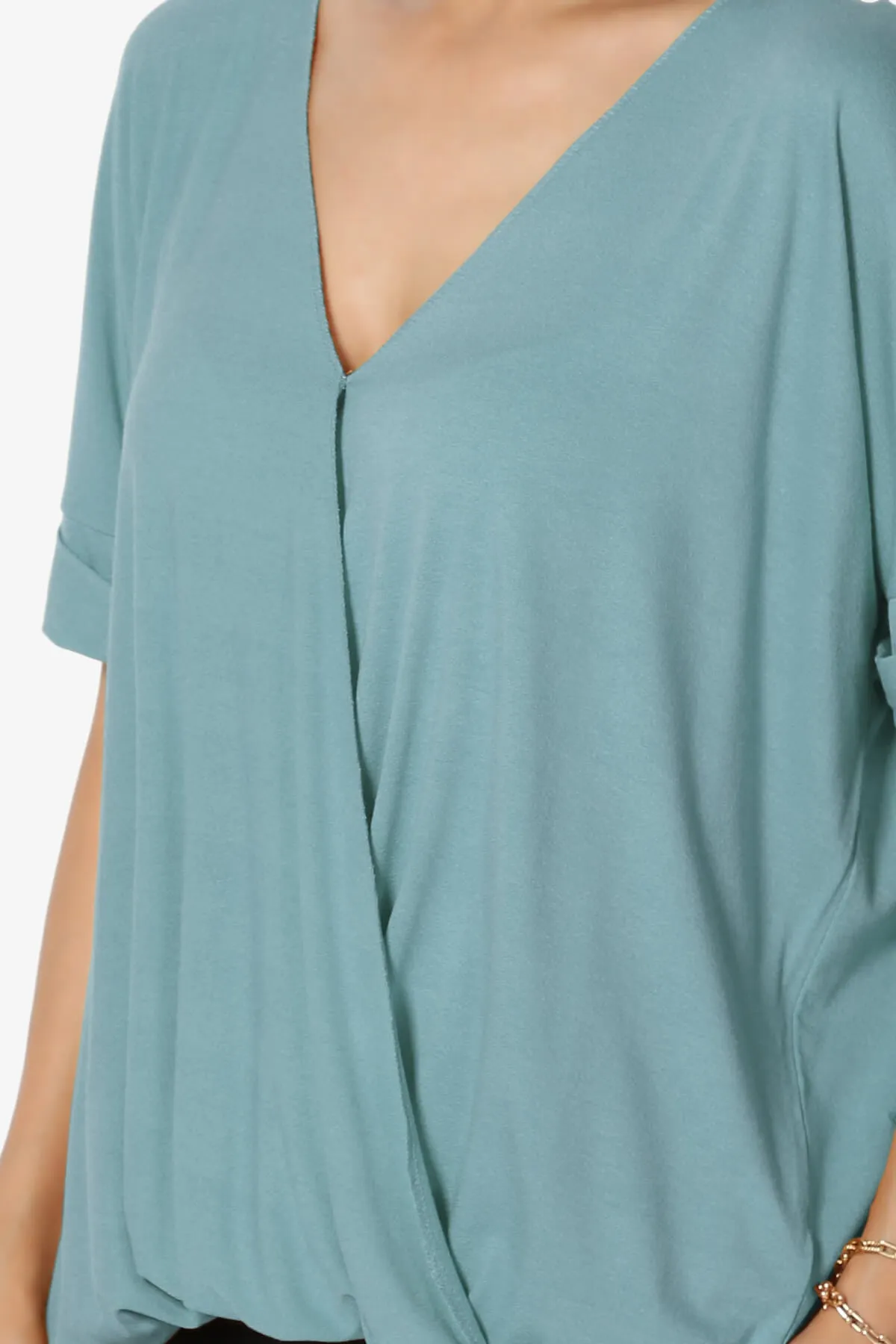 Tackle Wrap Hi-Low Crepe Knit Top PLUS