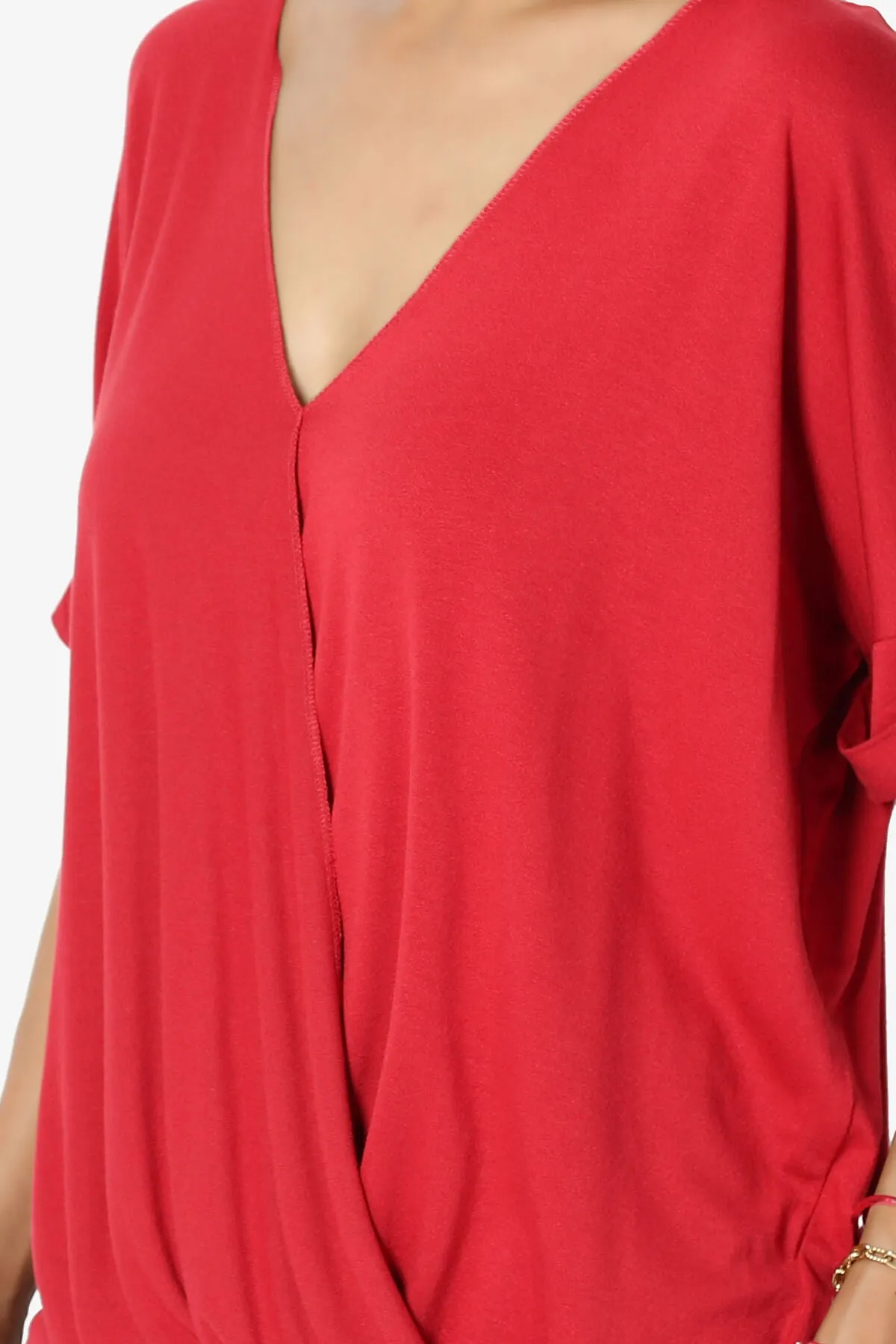 Tackle Wrap Hi-Low Crepe Knit Top PLUS