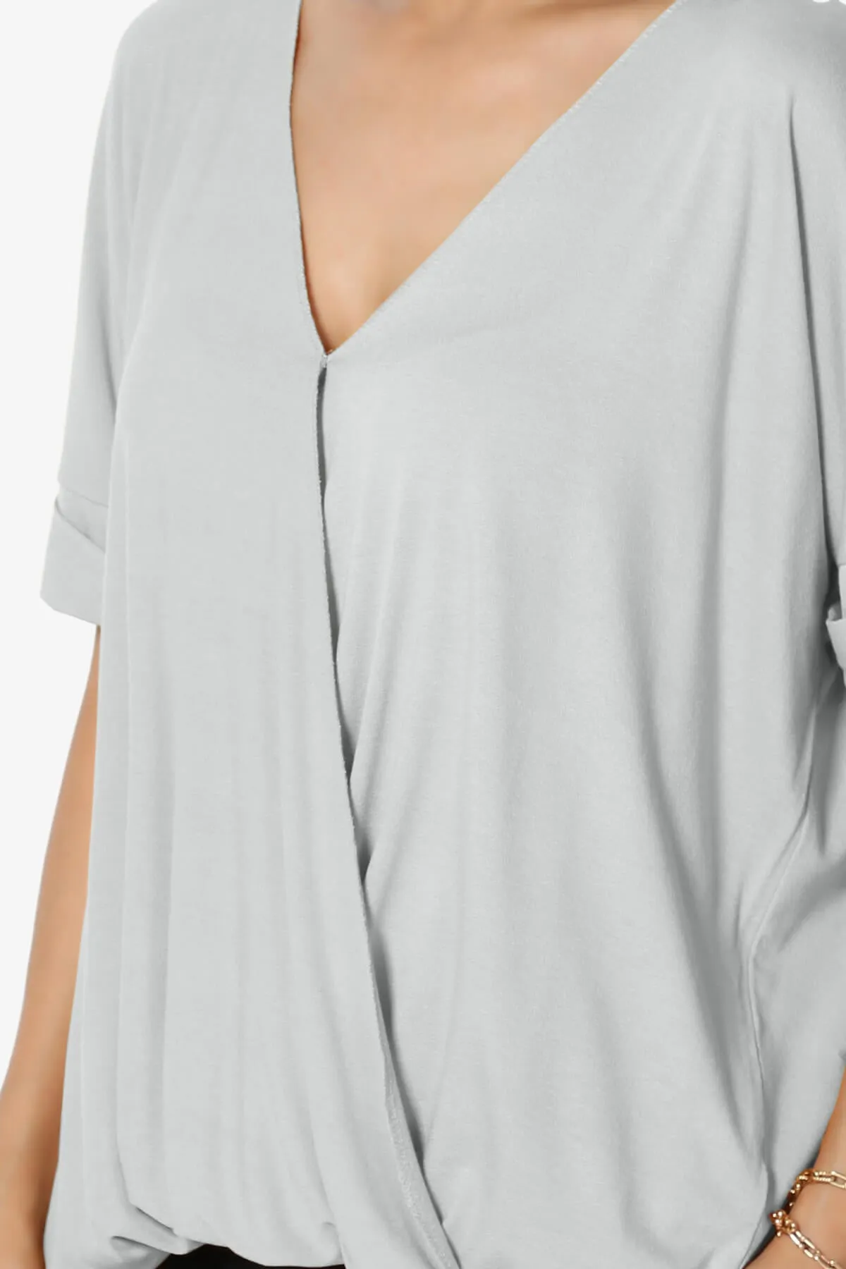 Tackle Wrap Hi-Low Crepe Knit Top PLUS