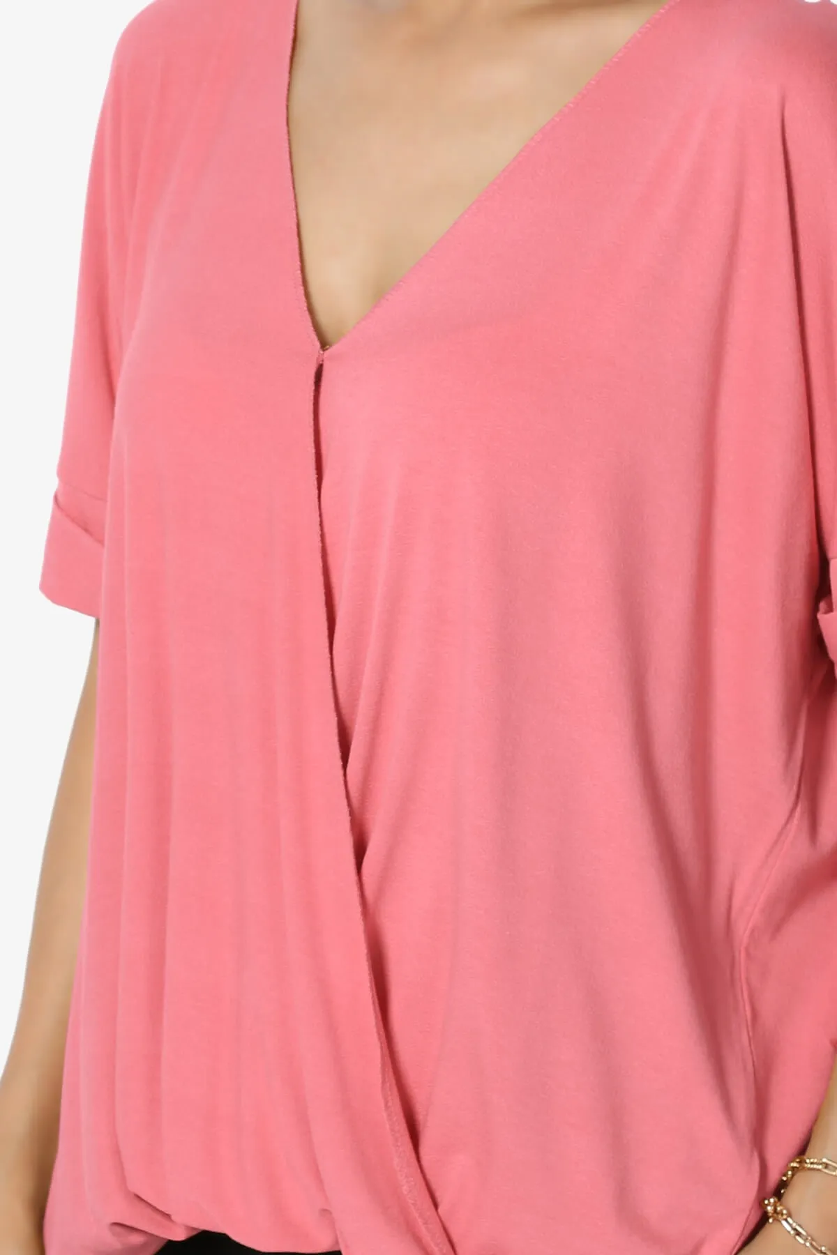 Tackle Wrap Hi-Low Crepe Knit Top PLUS