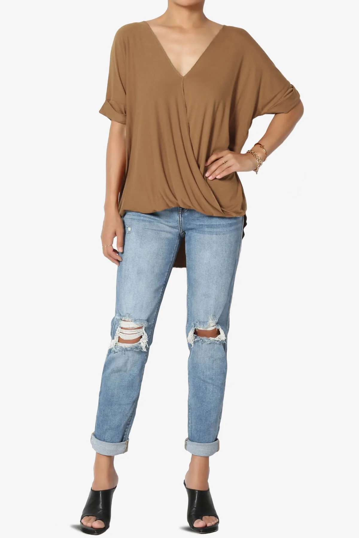 Tackle Wrap Hi-Low Crepe Knit Top PLUS