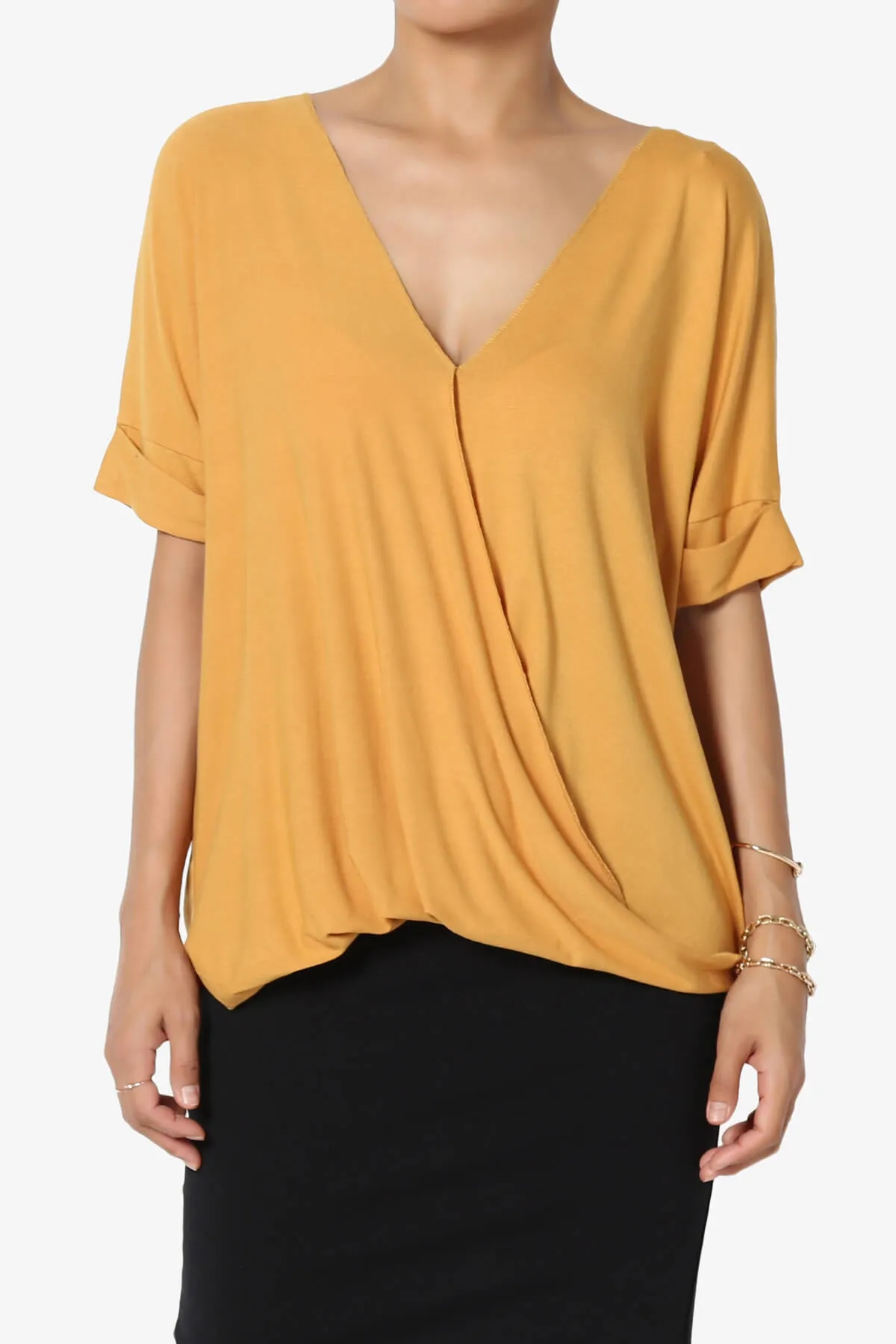 Tackle Wrap Hi-Low Crepe Knit Top PLUS