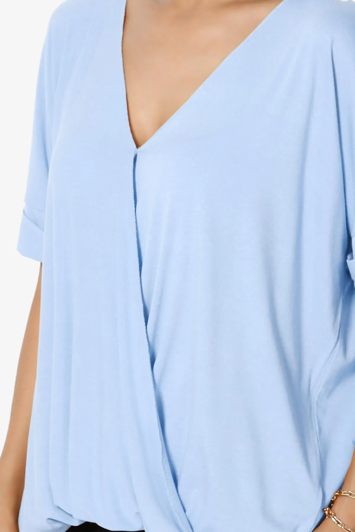Tackle Wrap Hi-Low Crepe Knit Top PLUS