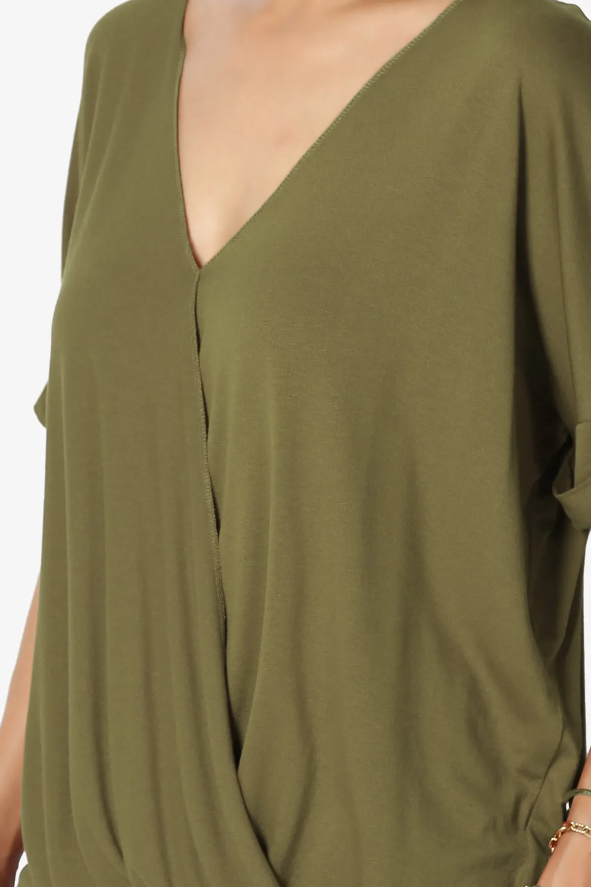 Tackle Wrap Hi-Low Crepe Knit Top