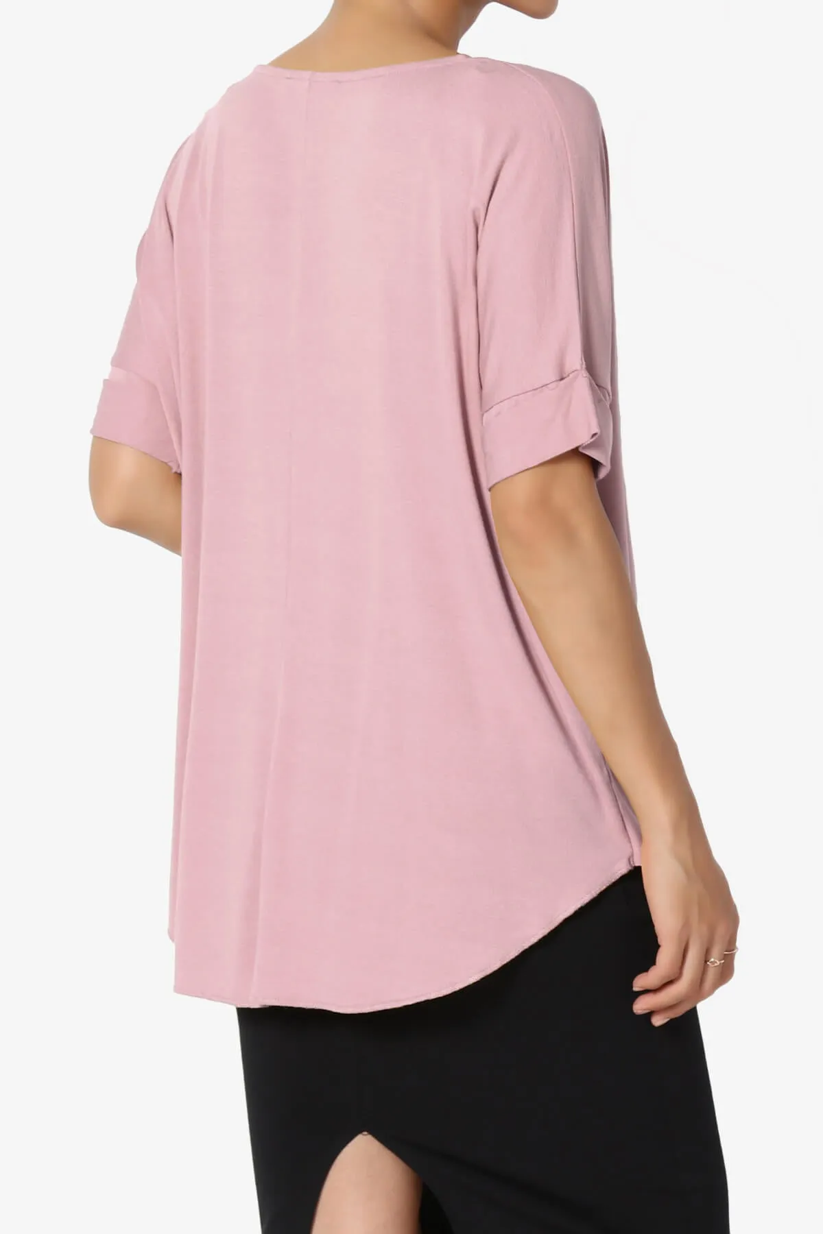 Tackle Wrap Hi-Low Crepe Knit Top