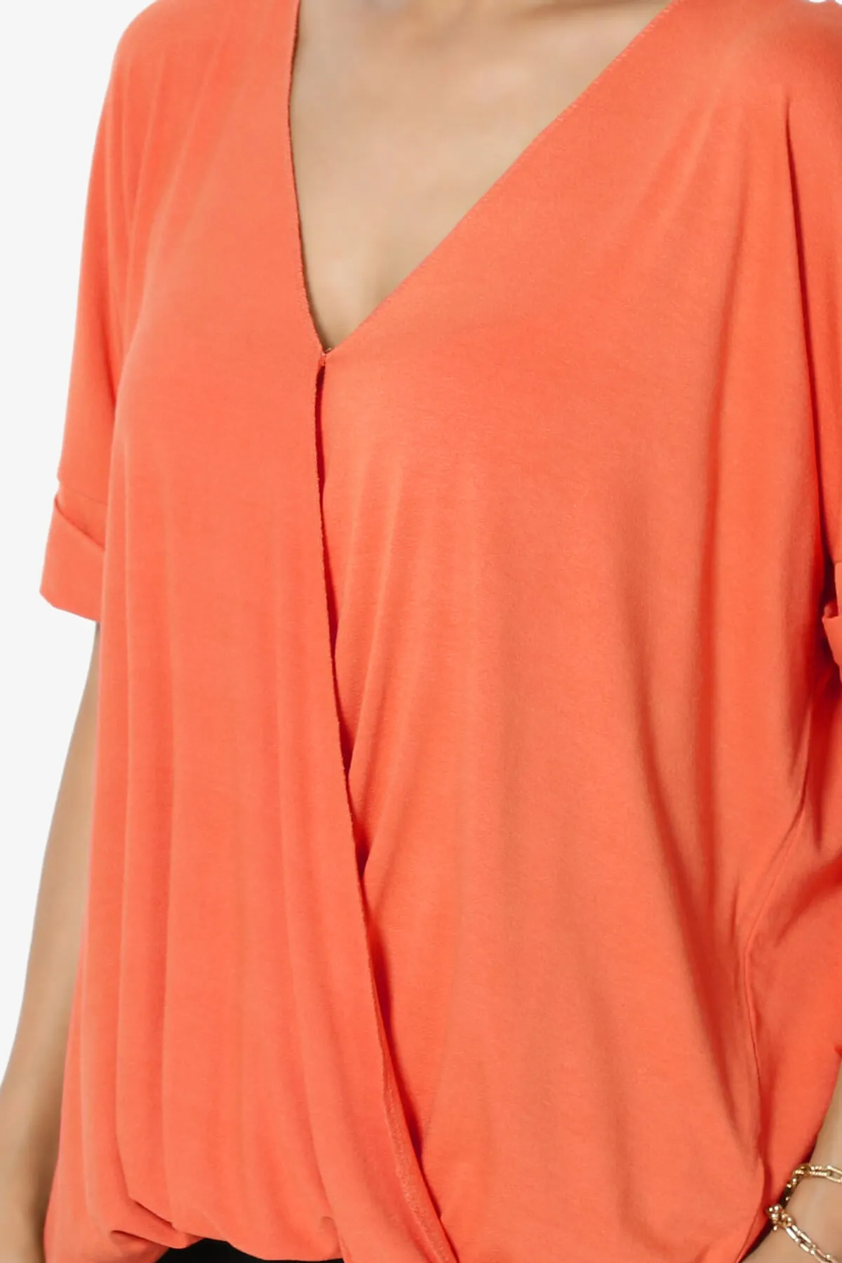 Tackle Wrap Hi-Low Crepe Knit Top