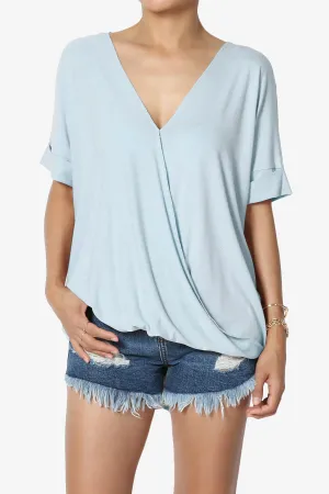 Tackle Wrap Hi-Low Crepe Knit Top