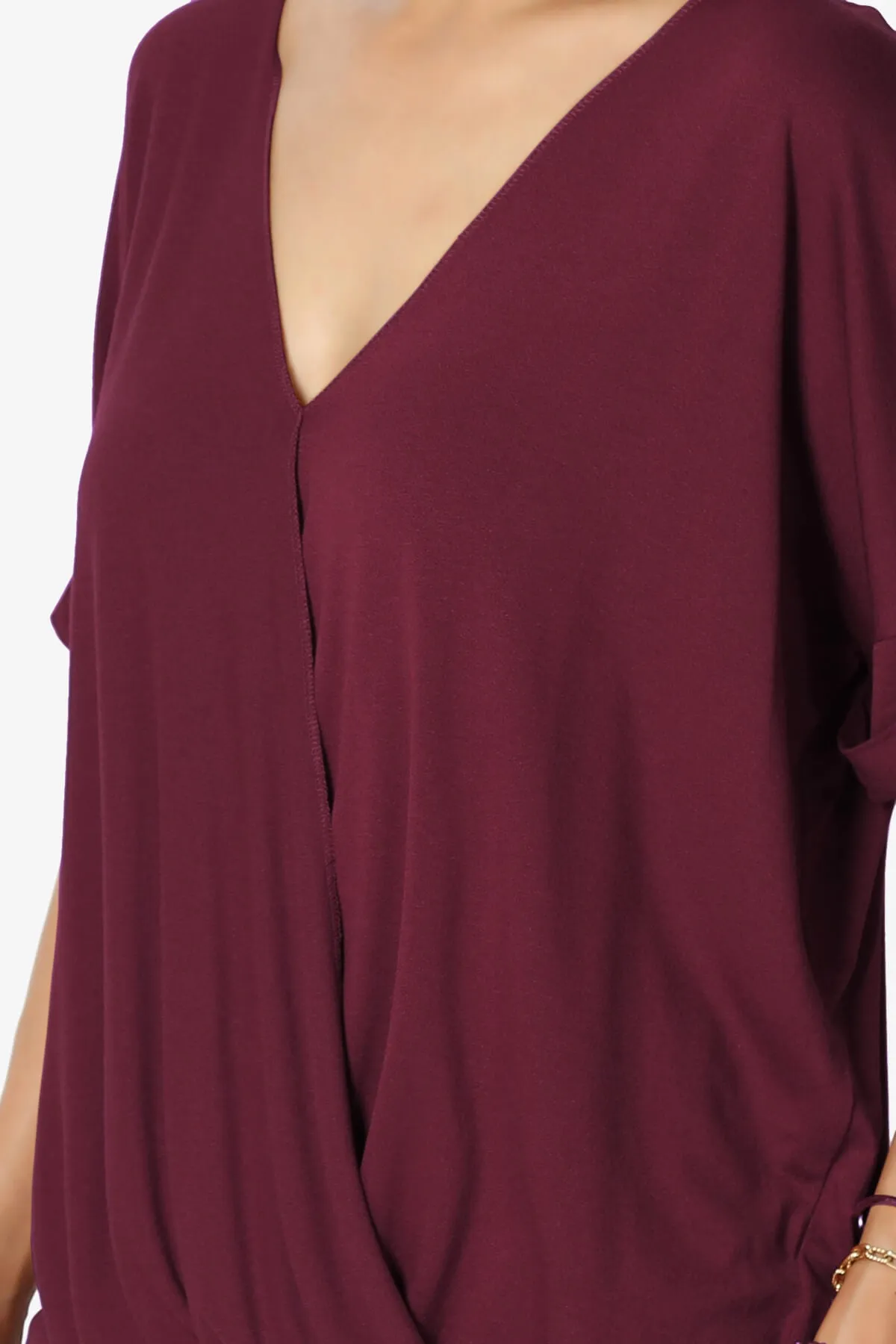 Tackle Wrap Hi-Low Crepe Knit Top