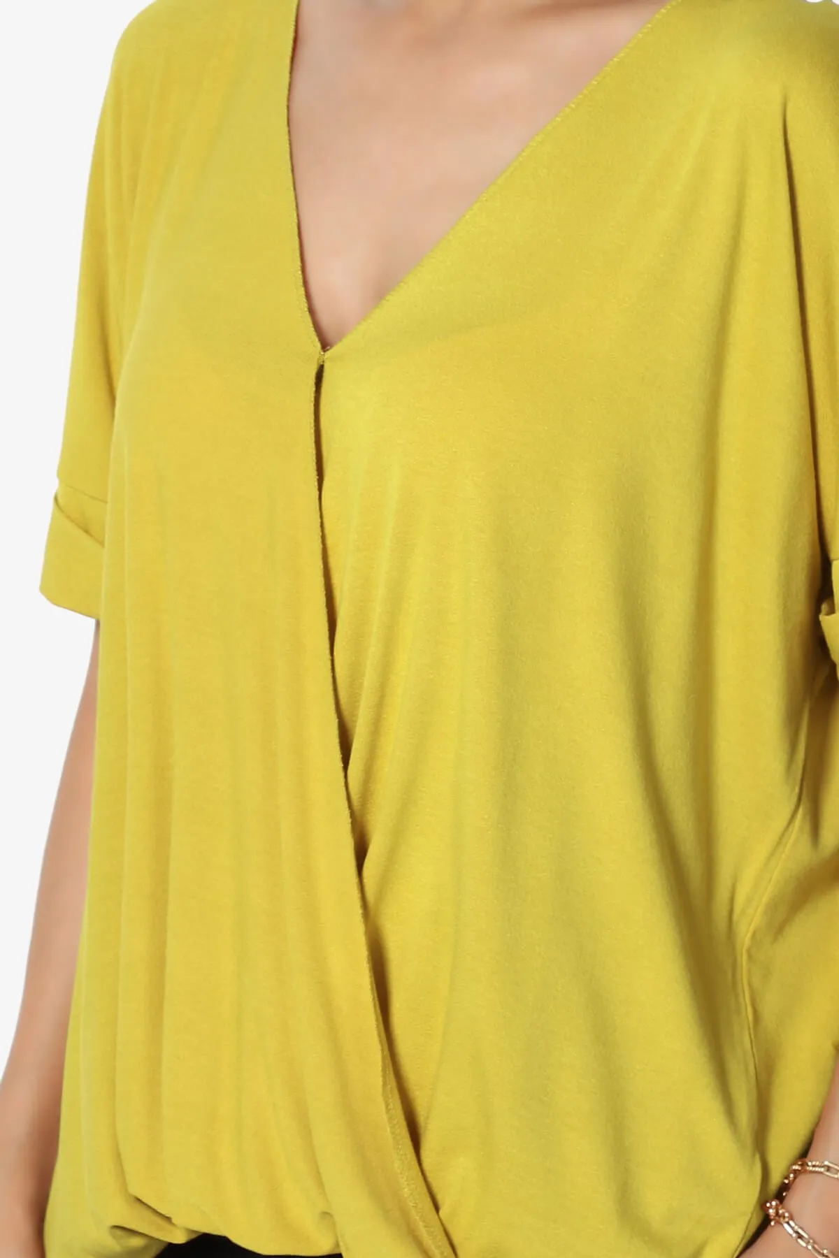 Tackle Wrap Hi-Low Crepe Knit Top