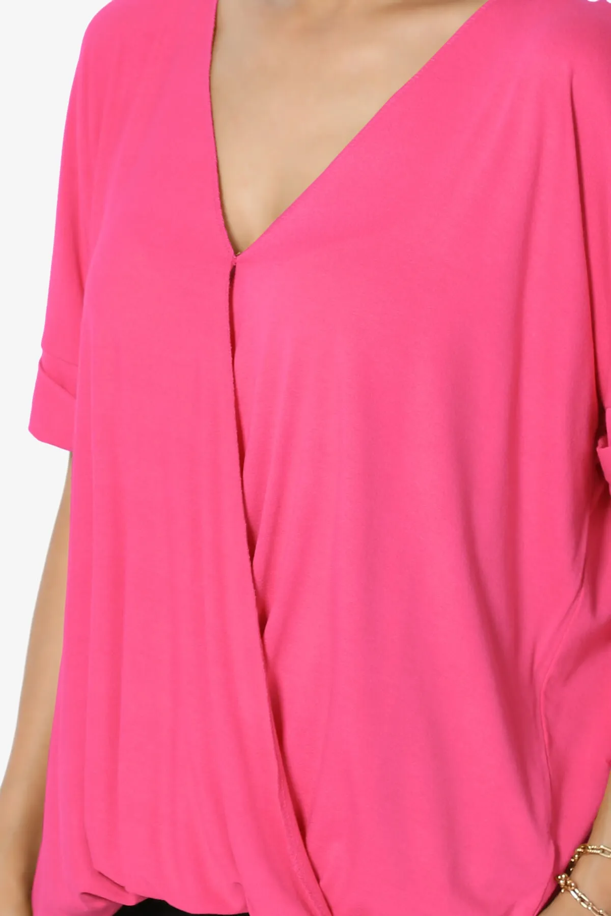 Tackle Wrap Hi-Low Crepe Knit Top