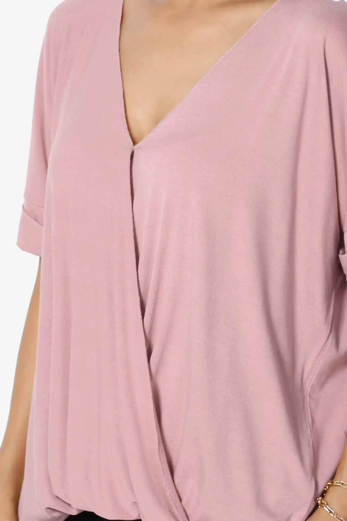 Tackle Wrap Hi-Low Crepe Knit Top