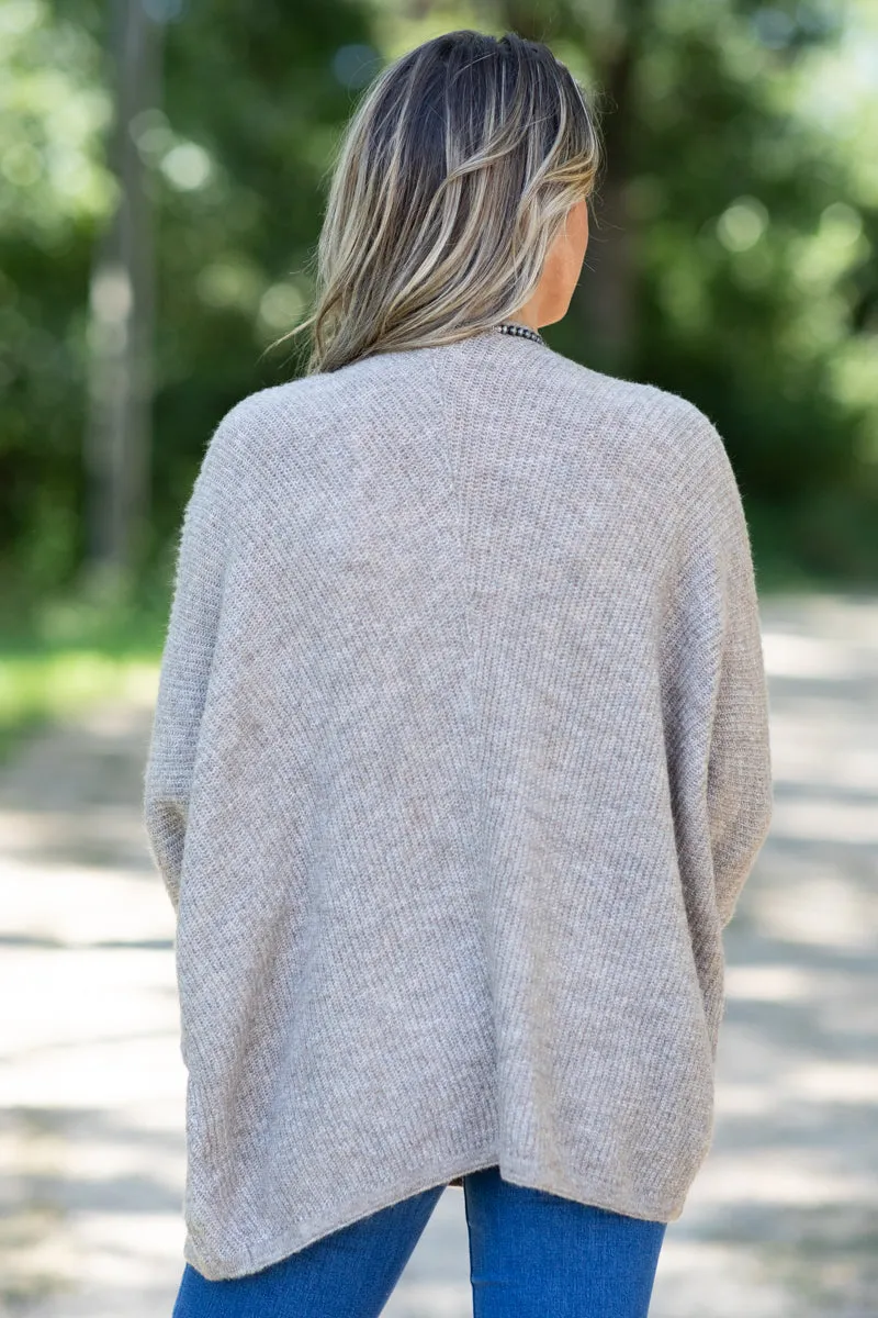 Tan Melange Dolman Sleeve Cardigan