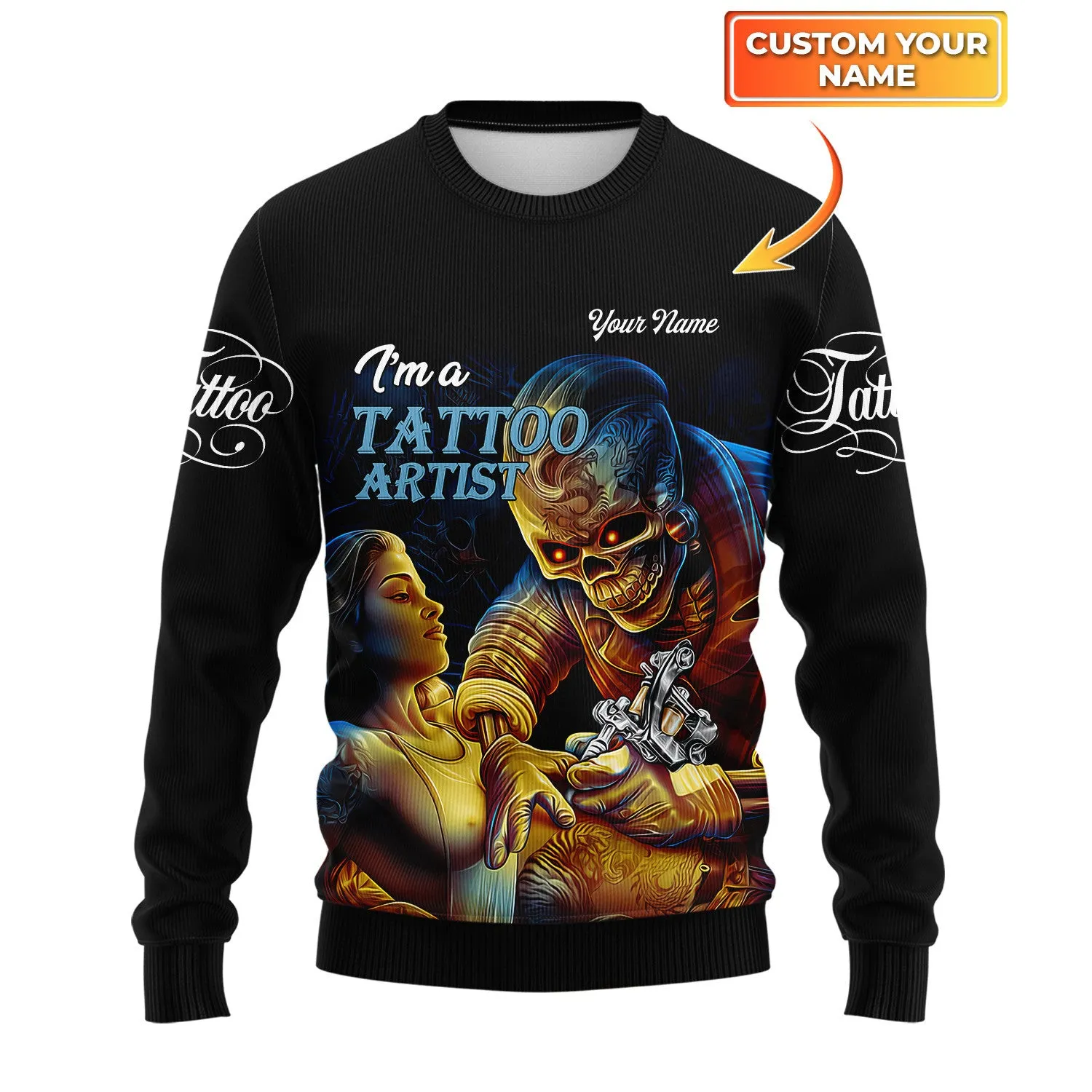 Tattoo Artist Shop Personalized Name 3D Sweater Gift For Tattoo Artist [Non workwear]