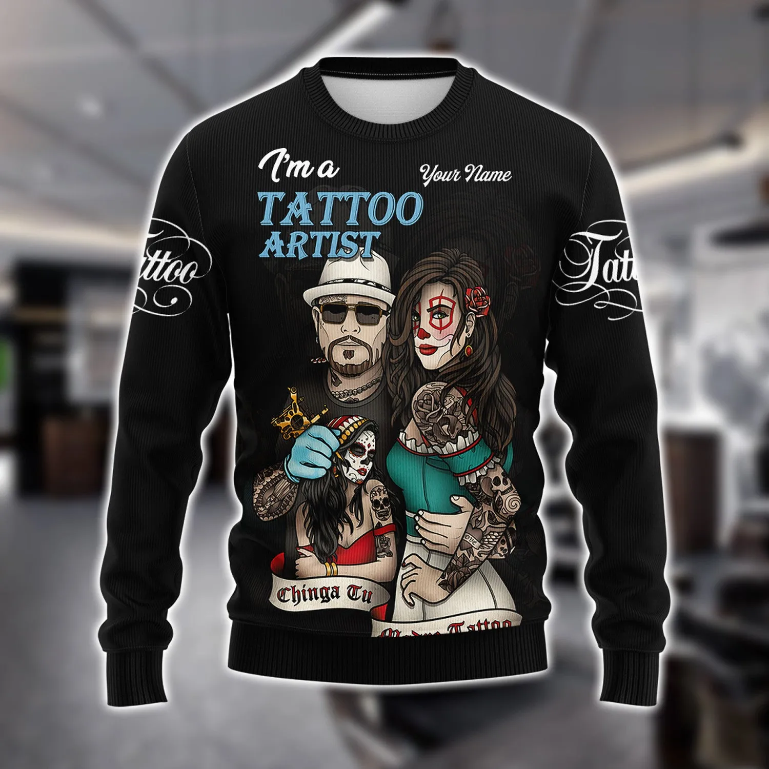 Tattoo Artist Shop Personalized Name 3D Sweater Gift For Tattoo Artist [Non workwear]