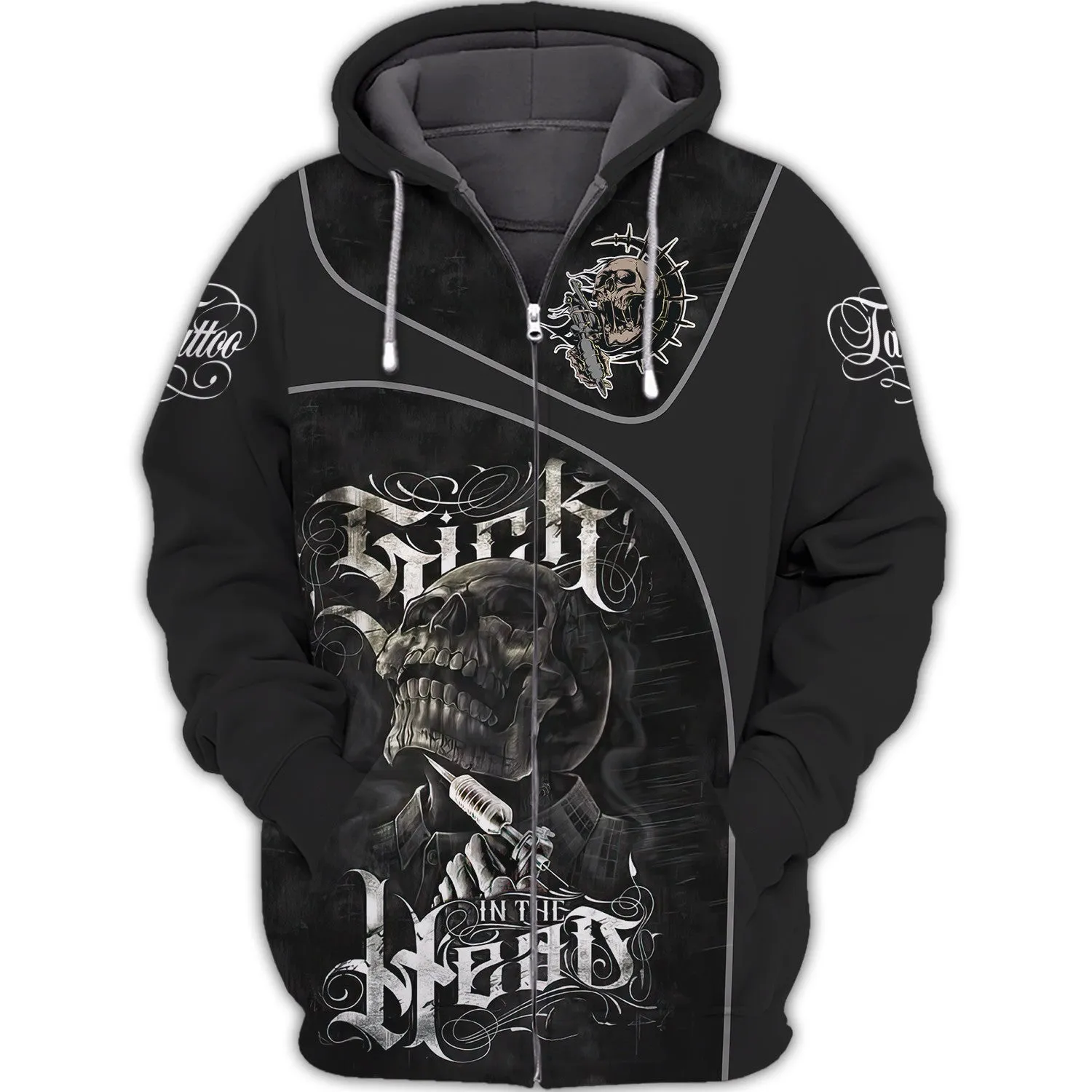 Tattoo Artist Shop Personalized Name Zipper Hoodie, 3D Hoodie