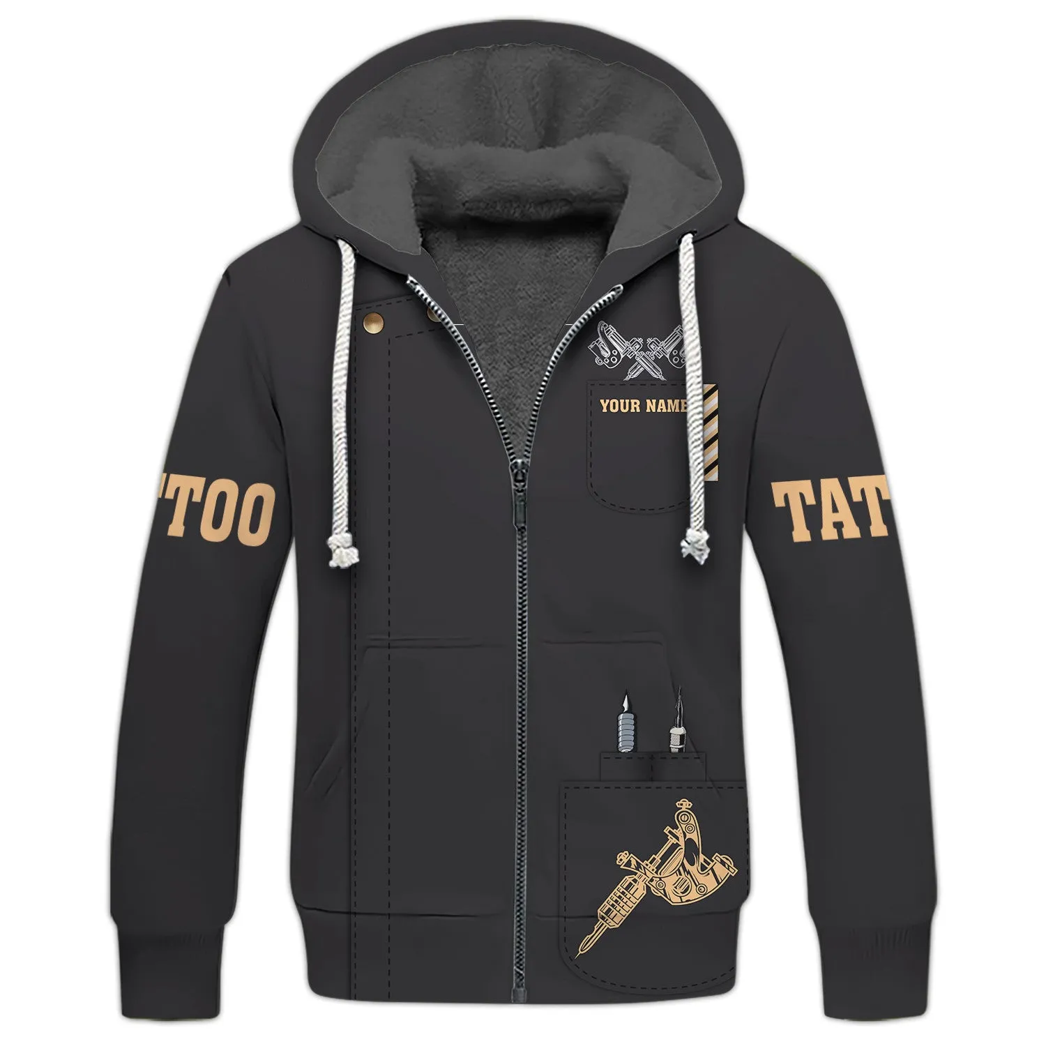 Tattoo Machine Personalized T-Shirt Classic Tattoo Uniform, Tattoo Studio T-Shirt Zipper Hoodie, 3D Hoodie [Non workwear]