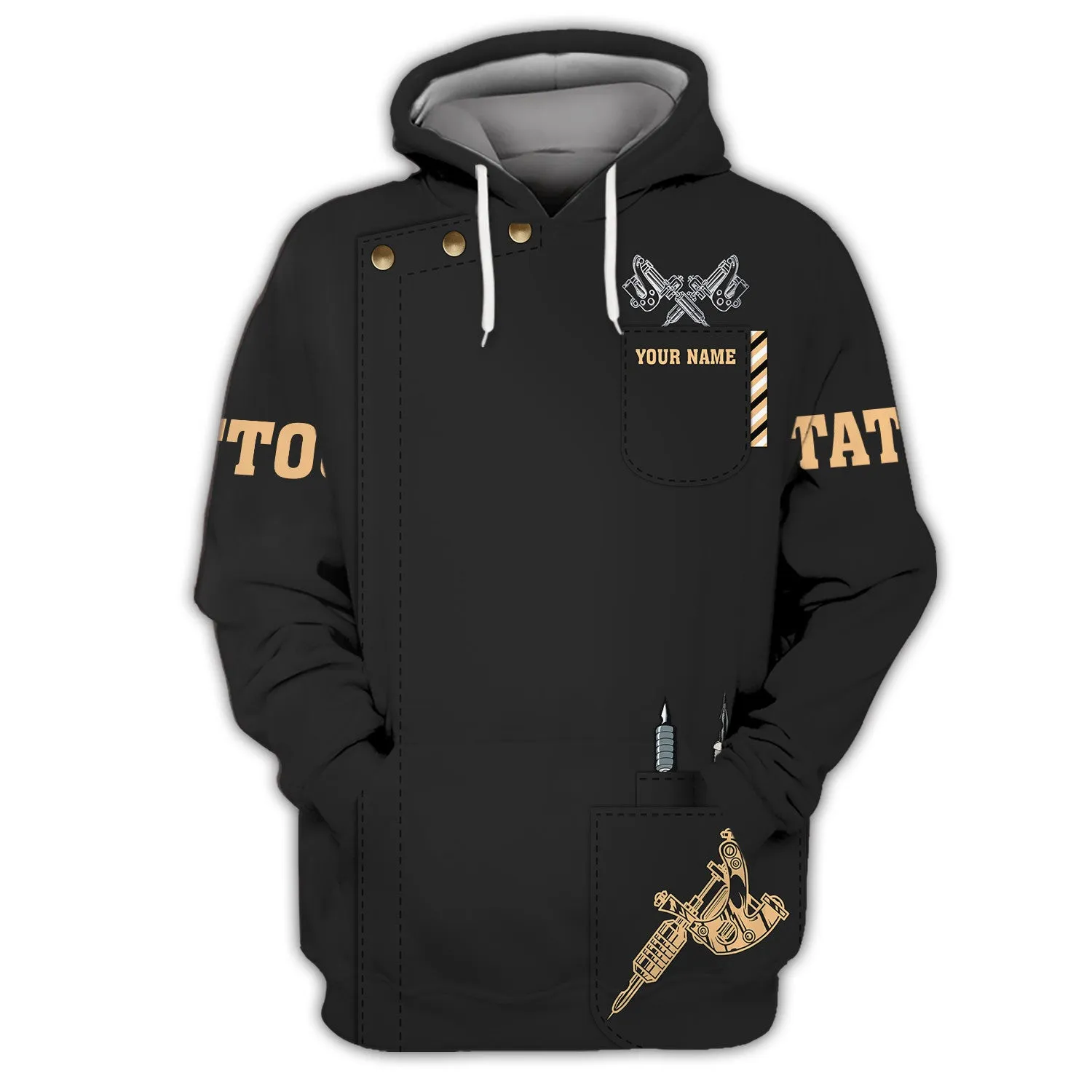Tattoo Machine Personalized T-Shirt Classic Tattoo Uniform, Tattoo Studio T-Shirt Zipper Hoodie, 3D Hoodie [Non workwear]