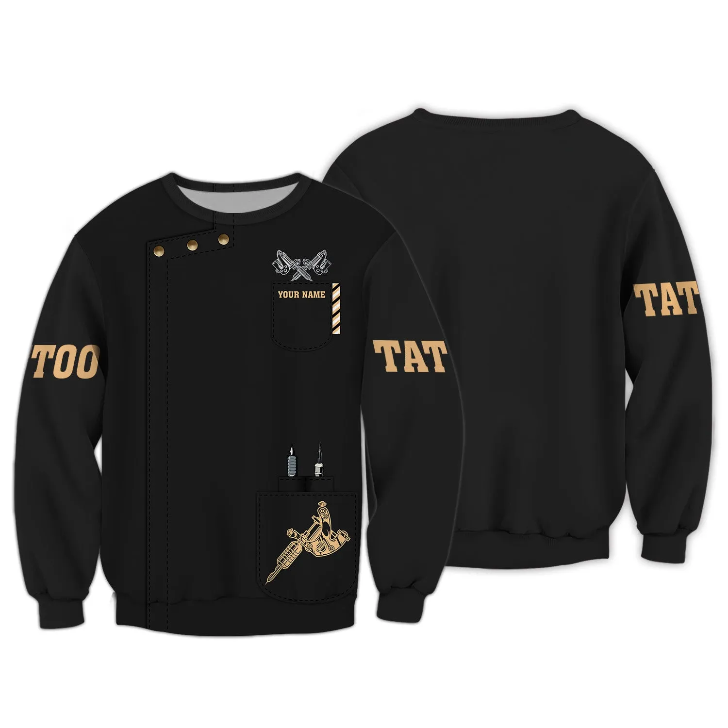 Tattoo Machine Personalized T-Shirt Classic Tattoo Uniform, Tattoo Studio T-Shirt Zipper Hoodie, 3D Hoodie [Non workwear]