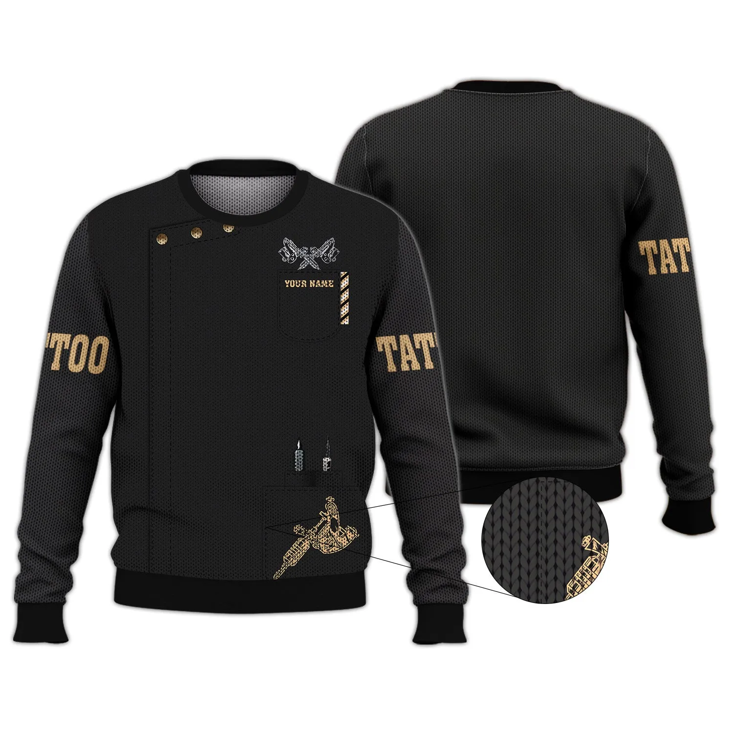 Tattoo Machine Personalized T-Shirt Classic Tattoo Uniform, Tattoo Studio T-Shirt Zipper Hoodie, 3D Hoodie [Non workwear]
