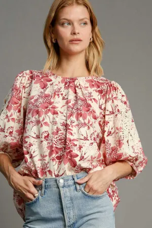 Teri Lace Trim Sleeve Blouse