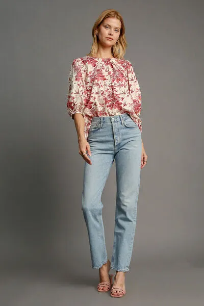 Teri Lace Trim Sleeve Blouse
