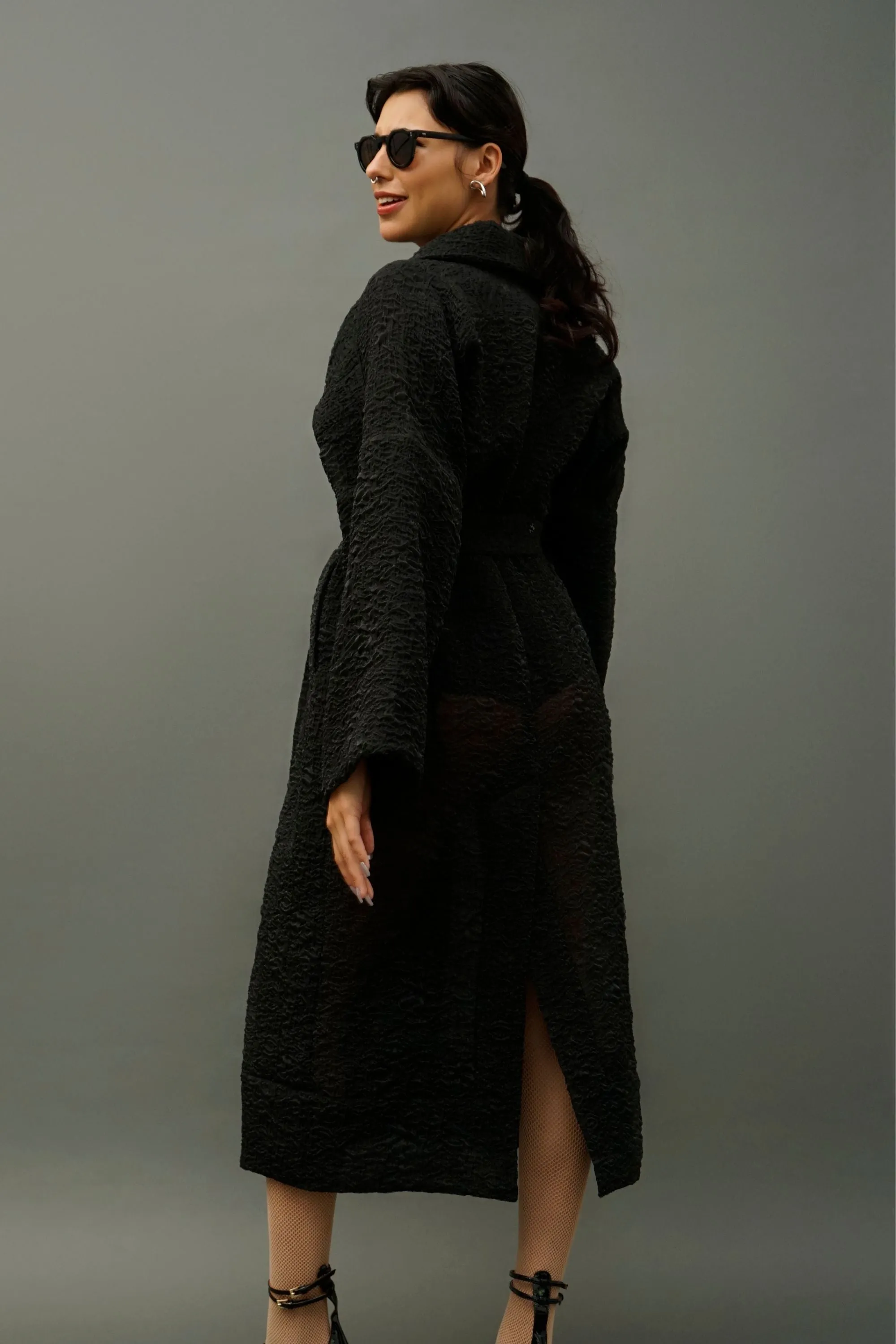 Teri Sheer Long Kimono Jacket