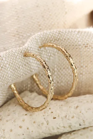 Textured 1 Inch Hoop in Solid Gold