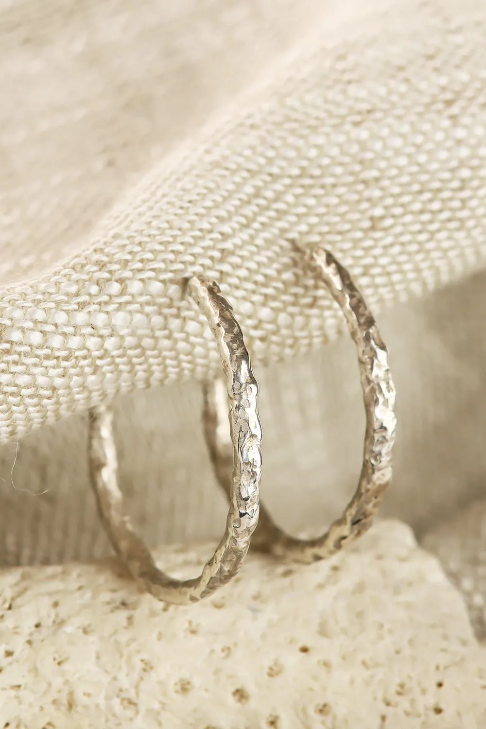 Textured 1 Inch Hoop in Sterling Silver