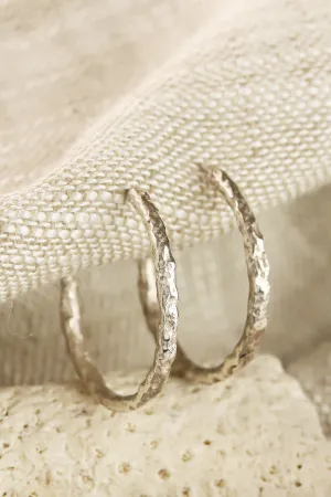 Textured 1 Inch Hoop in Sterling Silver