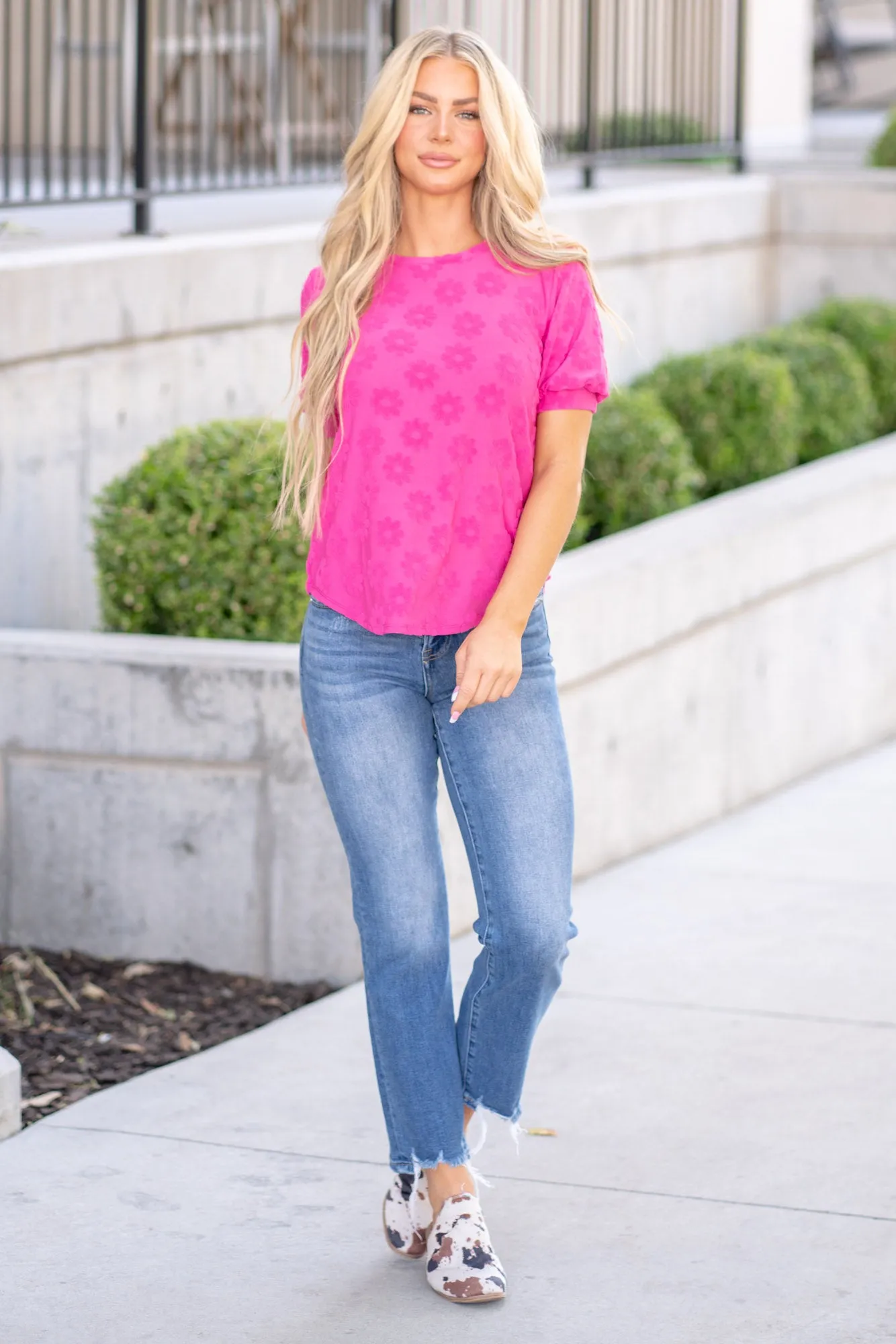 Textured Floral Pattern Top
