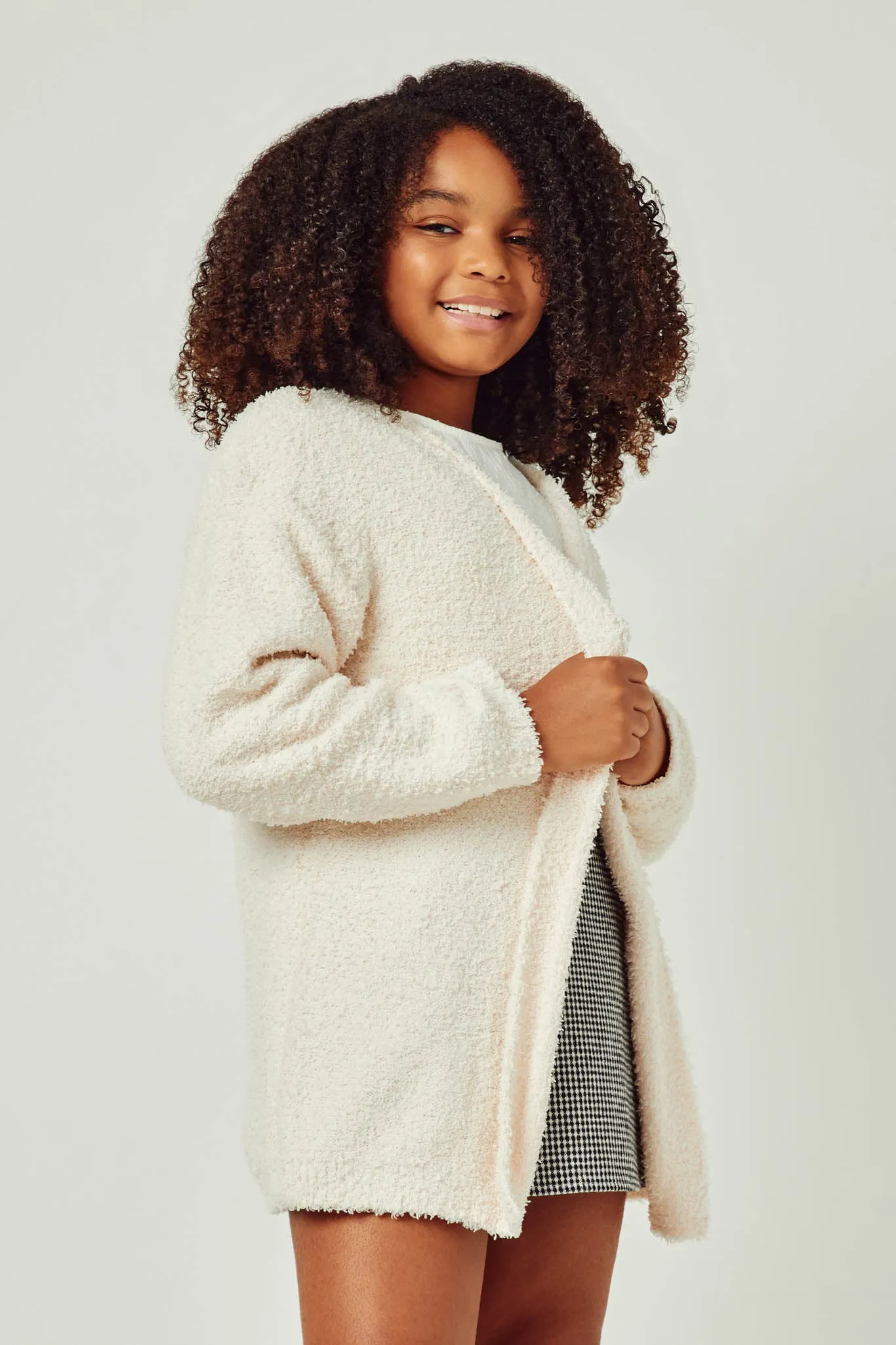 Textured Soft Open Sweater Knit Cardigan