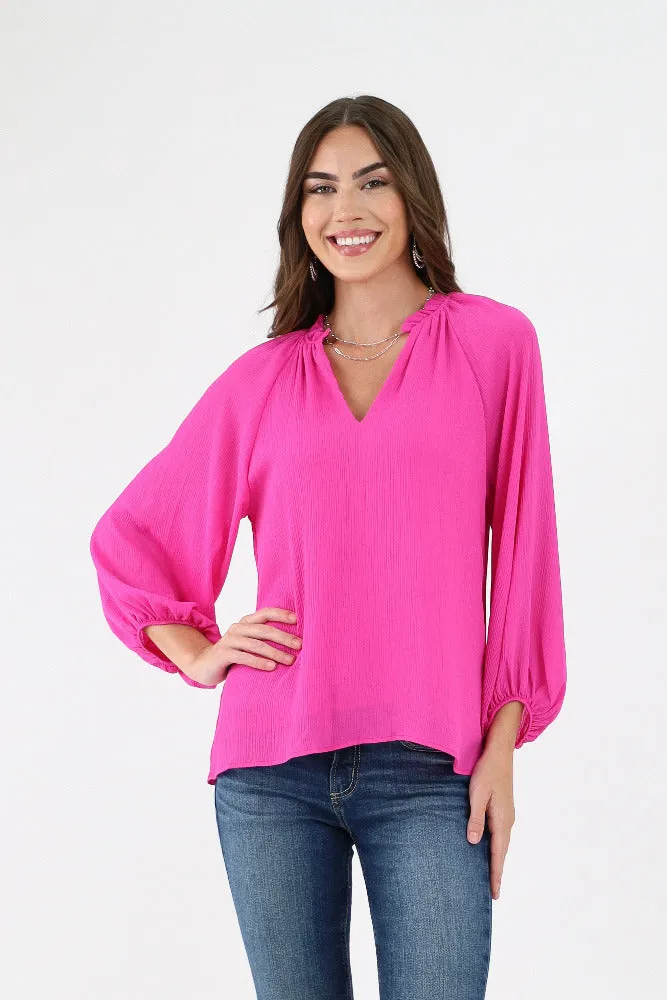 Textured Solid Tunic Top -Ecru