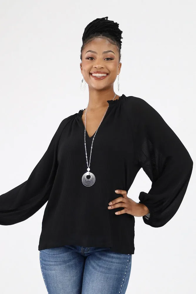 Textured Solid Tunic Top -Ecru
