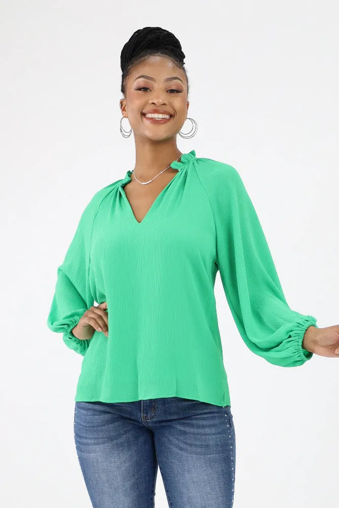 Textured Solid Tunic Top -Ecru