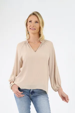 Textured Solid Tunic Top -Ecru