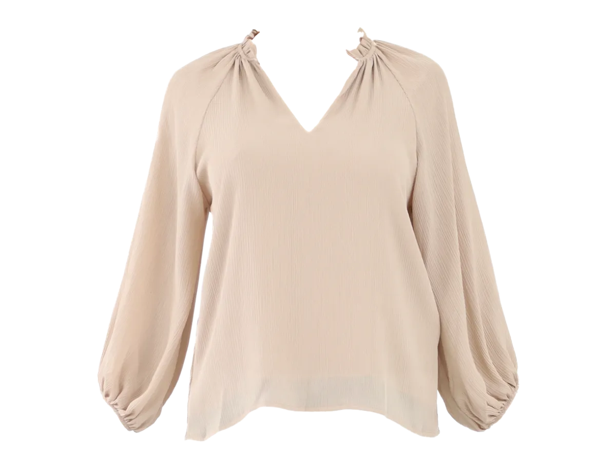 Textured Solid Tunic Top -Ecru
