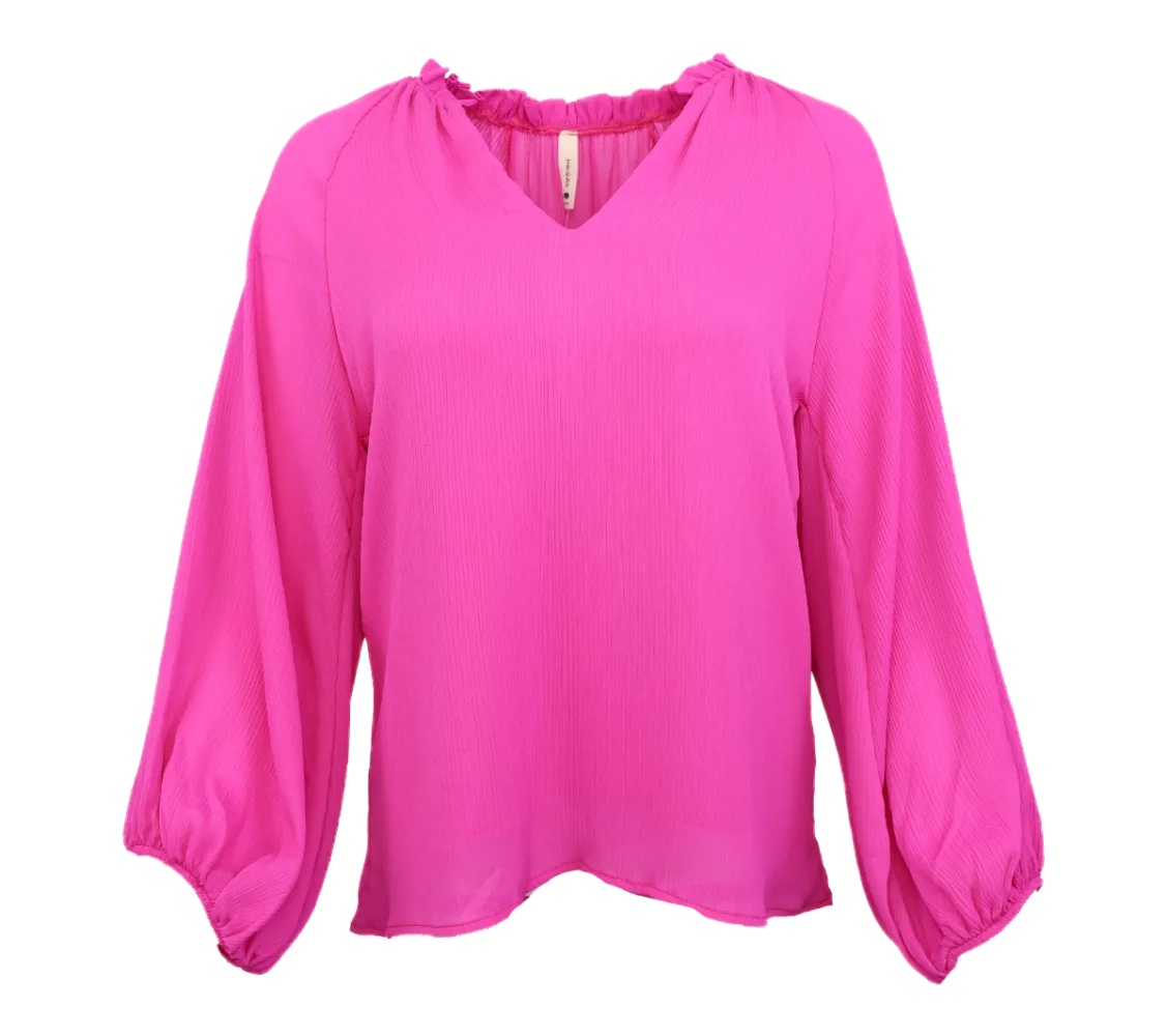 Textured Solid Tunic Top -Fuchsia