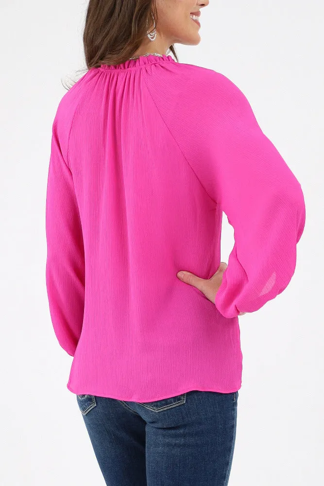 Textured Solid Tunic Top -Fuchsia