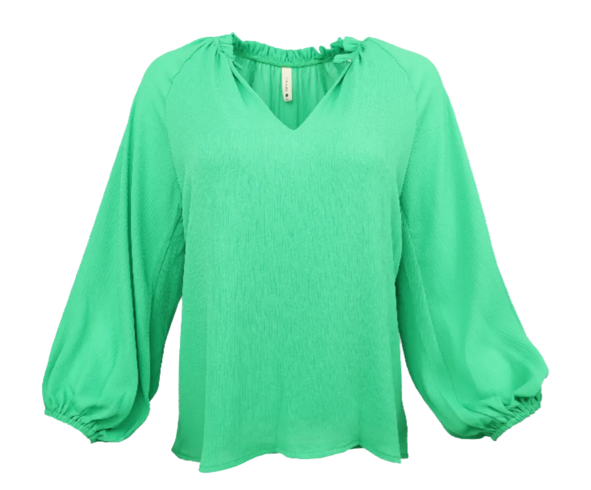 Textured Solid Tunic Top -Green