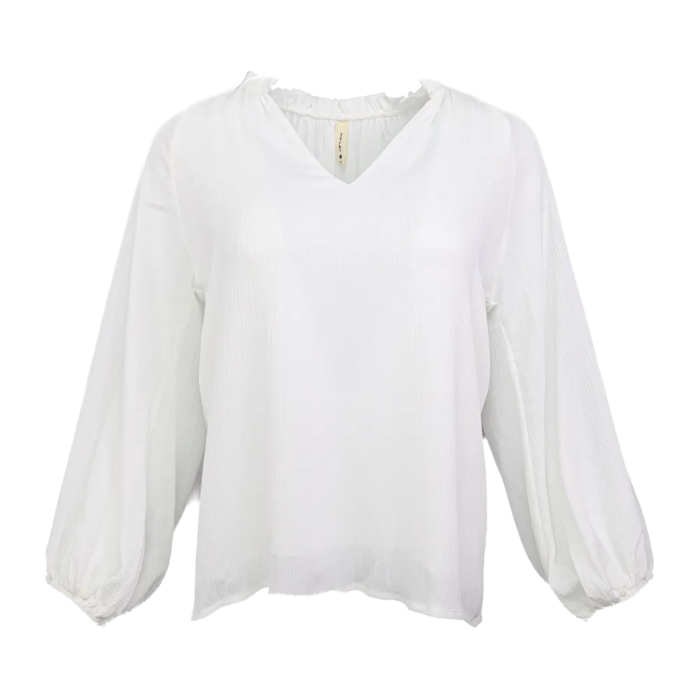 Textured Solid Tunic Top -White