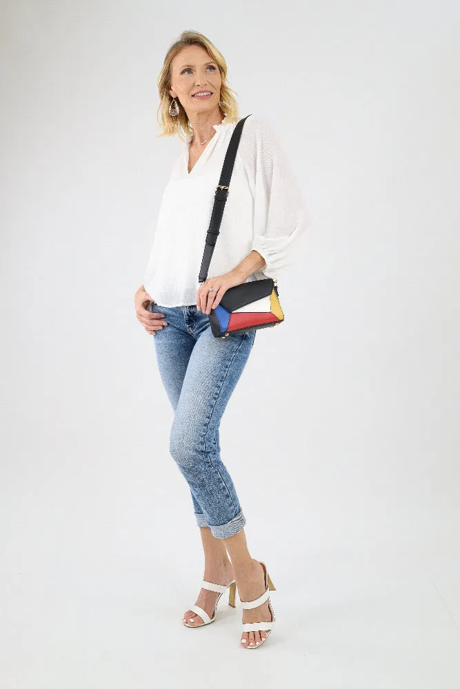 Textured Solid Tunic Top -White