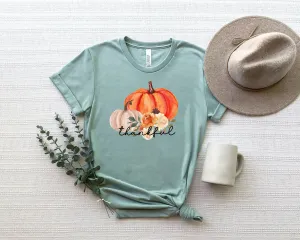 Thankful Pumpkin Dusty Blue T-Shirt